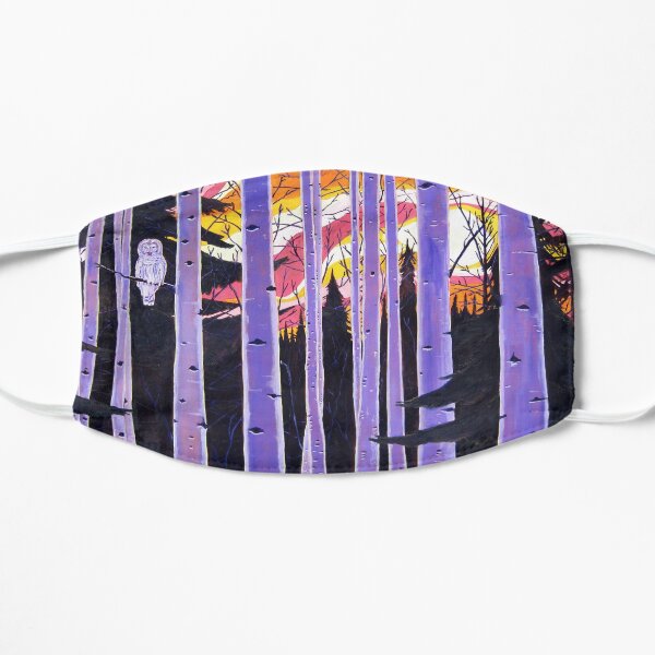 White Owl, Purple Birch Trees, Alaska Aspen Trees Forest, Sunset, Scott Clendaniel Mask
