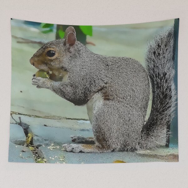 Item preview, Gray Squirrel with Acorn on Stone Pavement - Funny Animal Pop Art Gift designed and sold by r-silver.
