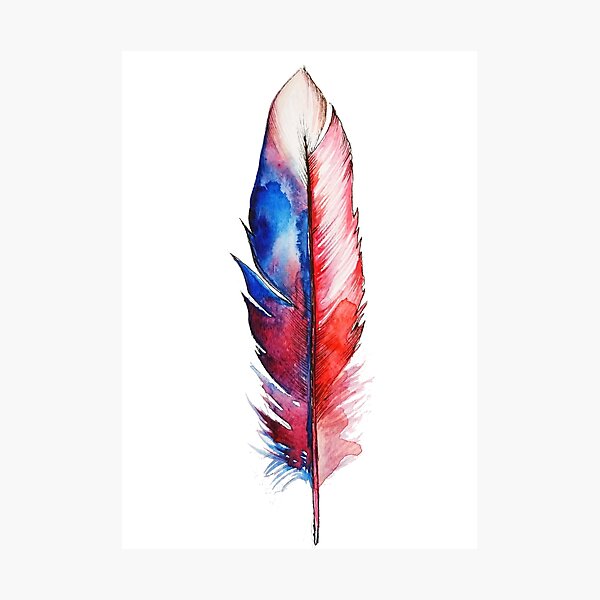 Red Spirit Feather Watercolor Photographic Print