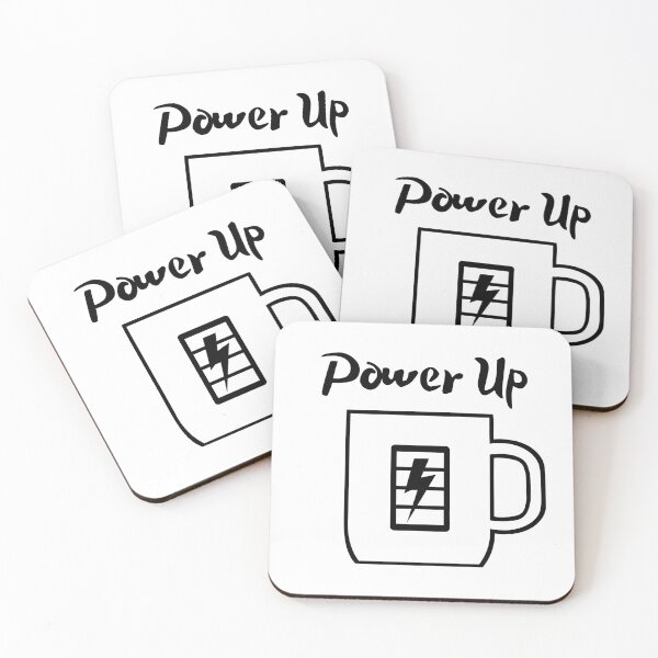 Item preview, Power up funny coffee quote in black and white designed and sold by Simply-4-Earth.
