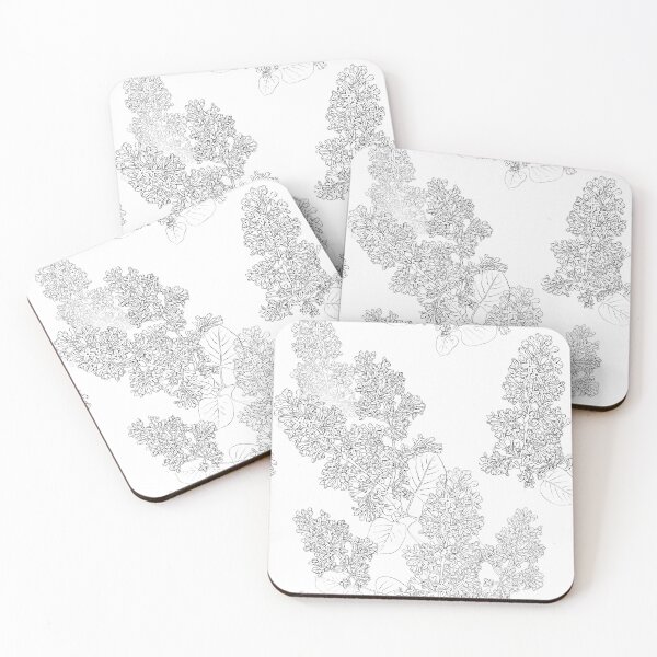 Item preview, black-white pattern from contours of lilac branches designed and sold by AsyaTury.
