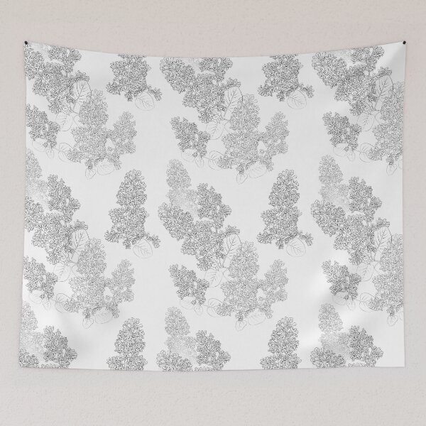 Item preview, black-white pattern from contours of lilac branches designed and sold by AsyaTury.