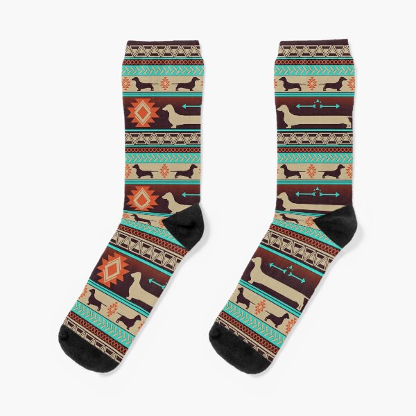 Boho dogs | Smooth dachshund sunset Socks