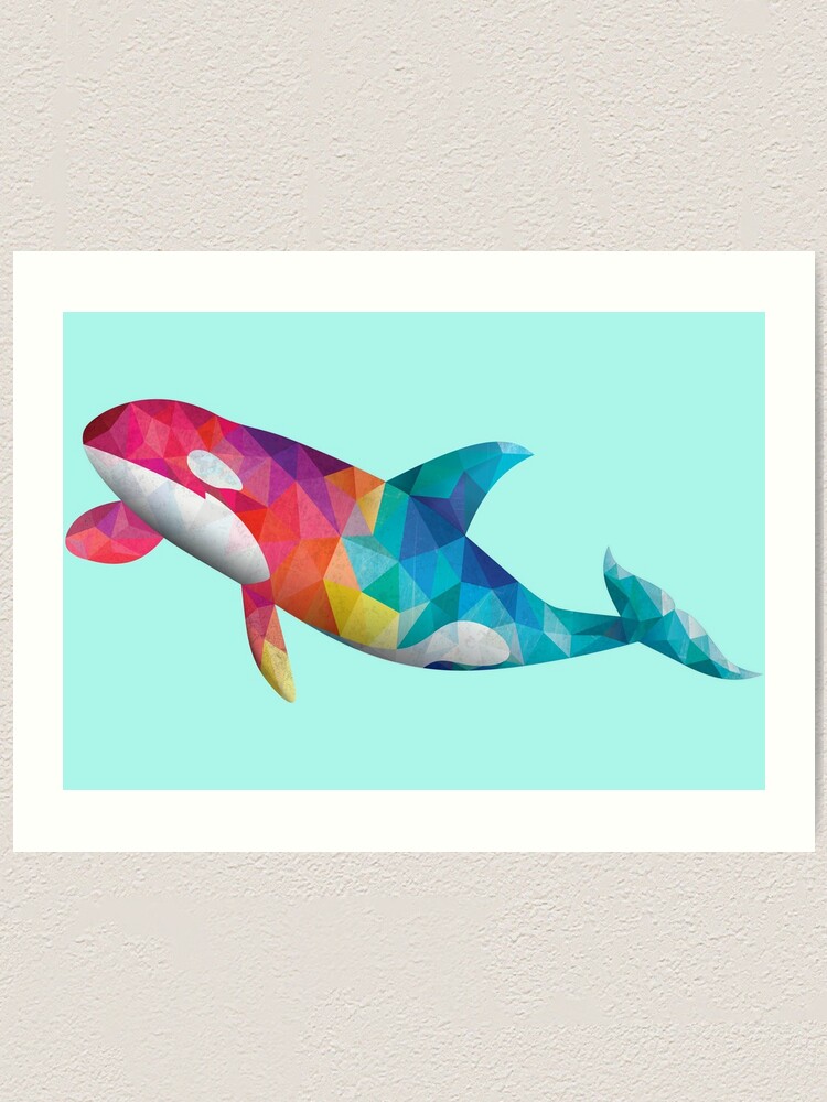 Orca Killer Whale Rainbow Polygonal Galaxy Ocean Design | Art Print