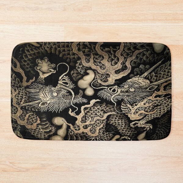 Item preview, Golden dragons on a black background designed and sold by philippe souvy.