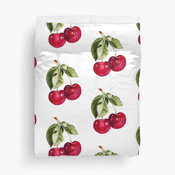 Item preview, Cute watercolor red cherry twins with leaves designed and sold by AsyaTury.