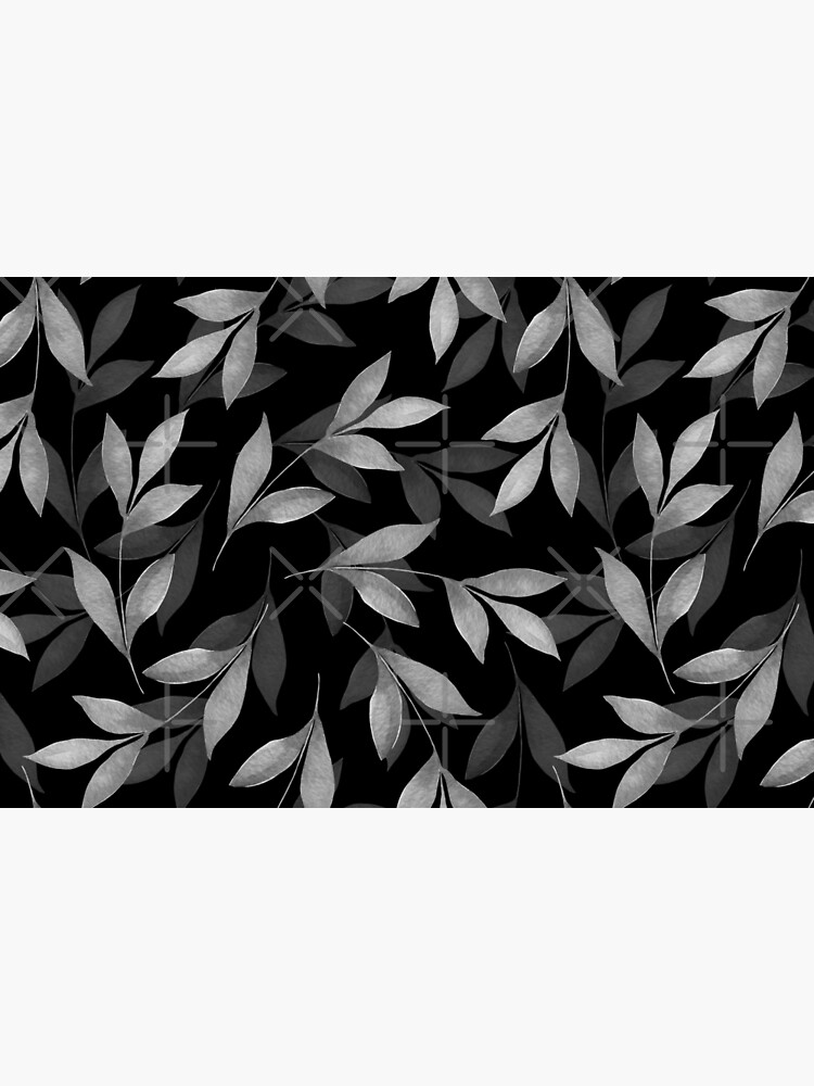 Thumbnail 4 of 4, Zipper Pouch, Black and white pattern of leaves designed and sold by Gribanessa.