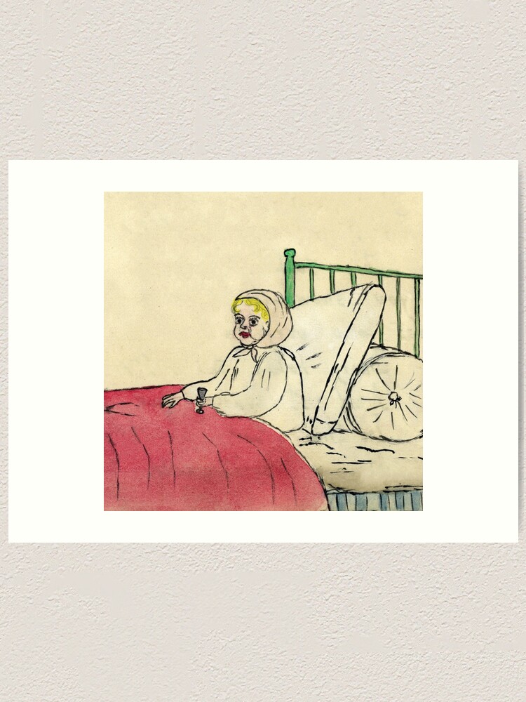 Sick child with her medicine cup in 1880 Art Print for Sale by