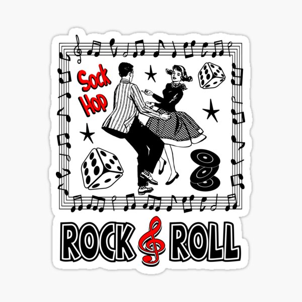 Vista previa del artículo con la obra «Rockabilly Music Classic Rock Sock Hop Dance Party Vintage Doo Wop 50s Rock and Roll», diseñado y vendido por MemphisCenter.