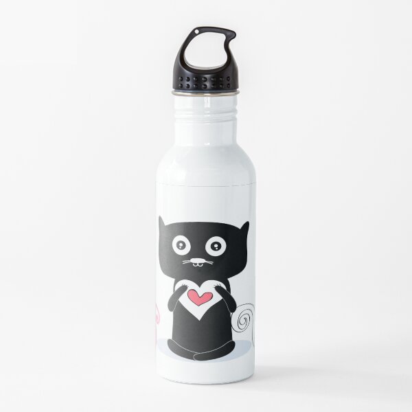 cute cat with pink heart Water Bottle