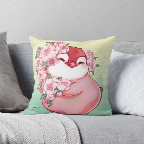 chuBBY emperor penguin flower princess v2 Throw Pillow