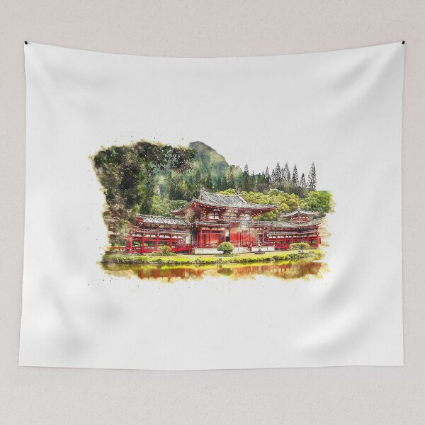 Item preview, Japanese Temple ❤ Watercolor Sketch Art Style designed and sold by Naumovski.