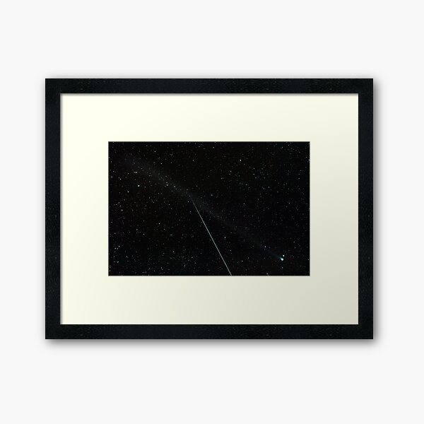Comet Swan + Eta Aquariid meteor Framed Art Print
