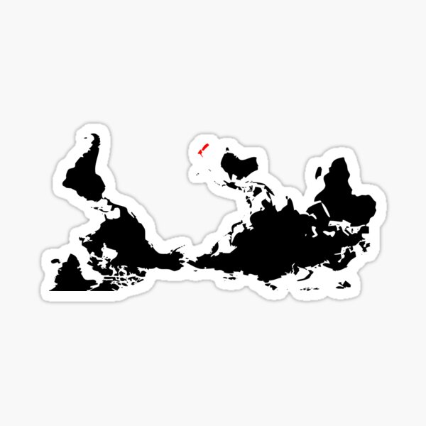 Upside Down World Map New Zealand Sticker By Jezkemp Redbubble   St,small,507x507 Pad,600x600,f8f8f8 