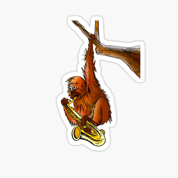 Item preview, Orangutan playing saxophone designed and sold by ZeborahGrace.
