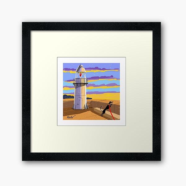 Lighthouse at Sunset Framed Art Print