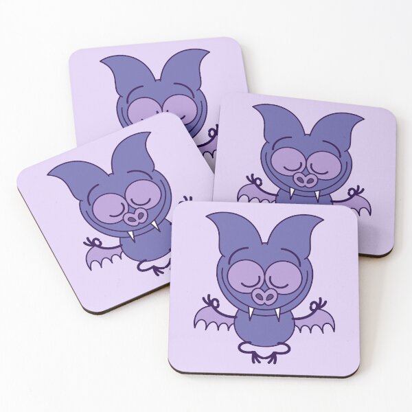 Item preview, Sweet purple bat performing a joyful meditation designed and sold by Zoo-co.