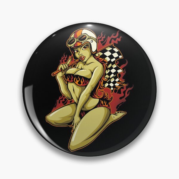 Item preview, Hot Pin-Up Girl with Racing Flag designed and sold by RollOn.