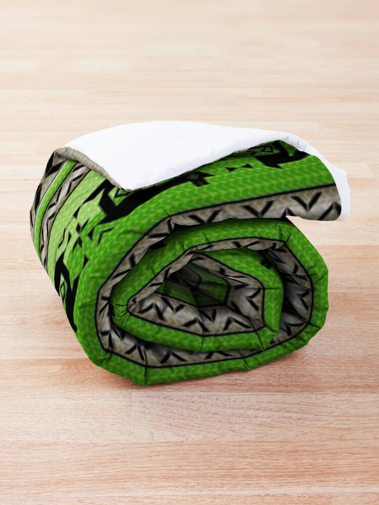 Alternate view of Llamas_Green and Warm Gray Comforter