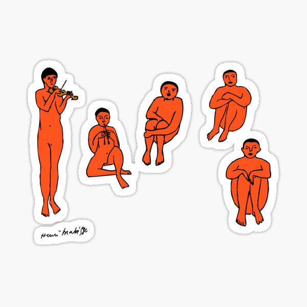 Henri Matisse La Musique (The Music) 1910 Colored Reproduction for Wall Art, Prints, Posters, Tshirts, Men, Women, Kids Sticker