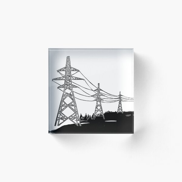 Pylons Linocut Acrylic Block