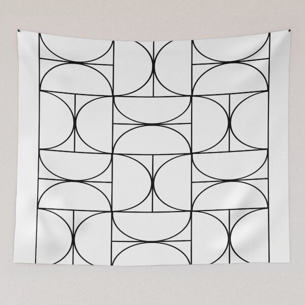 Item preview, Mid Century Modern Half Moon Line Art Design - Black and White designed and sold by Melody Watson.