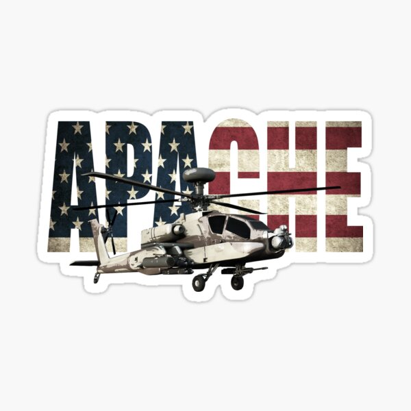 Vista previa del artículo con la obra «AH-64 Apache Longbow Attack Helicopter US FLAG», diseñado y vendido por DirtyCustard.