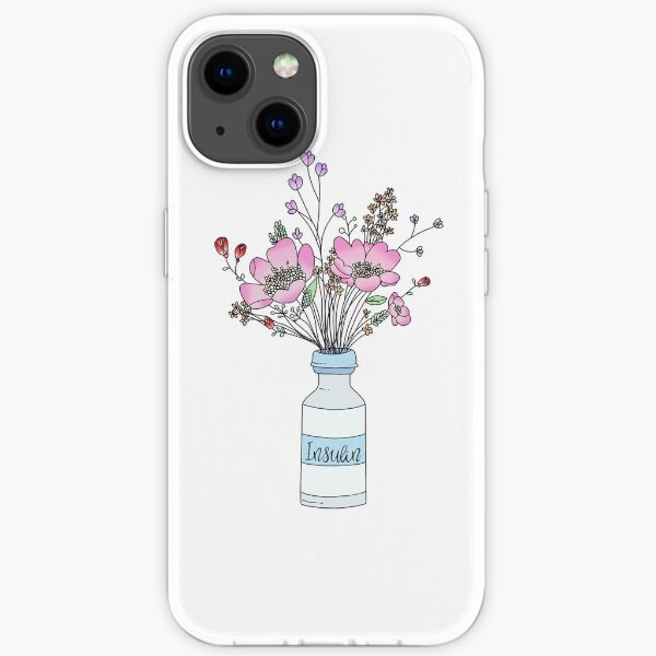 Insulin bottle with flowers iPhone Soft Case