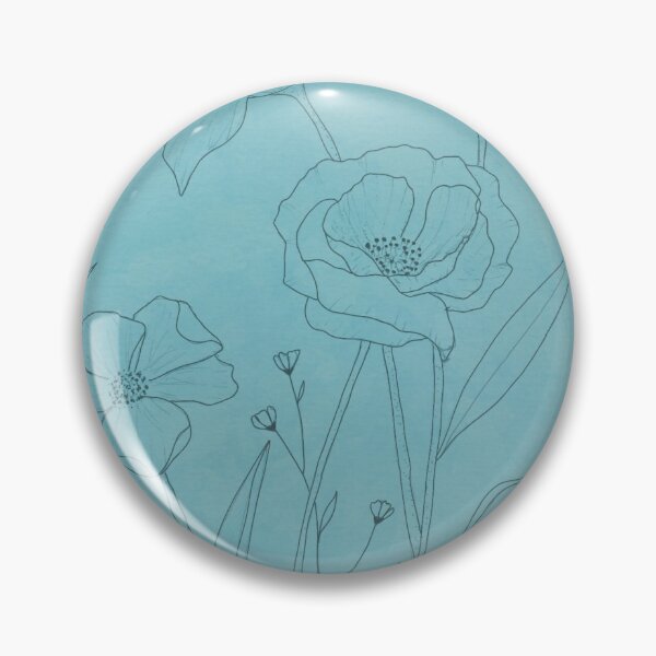 Item preview, Floral Line Art - Poppy Garden Teal designed and sold by SarahBrigid.