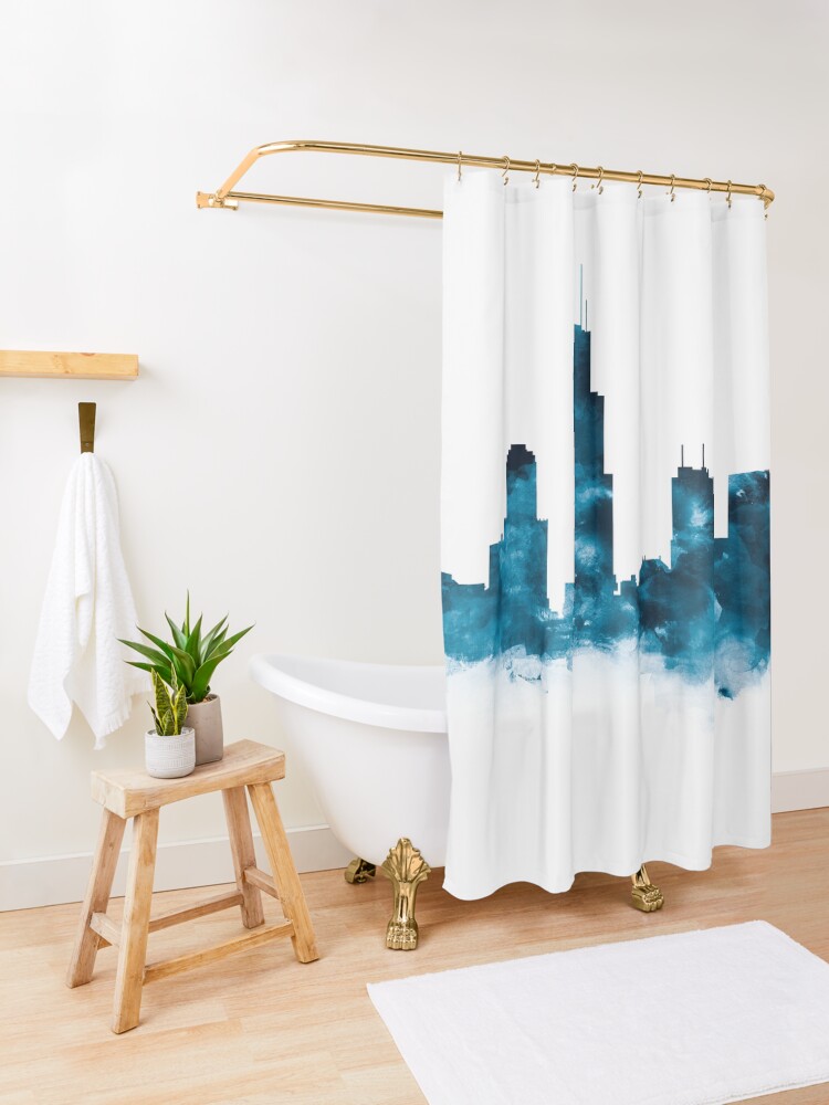 "Chicago Skyline" Shower Curtain by MonnPrint Redbubble