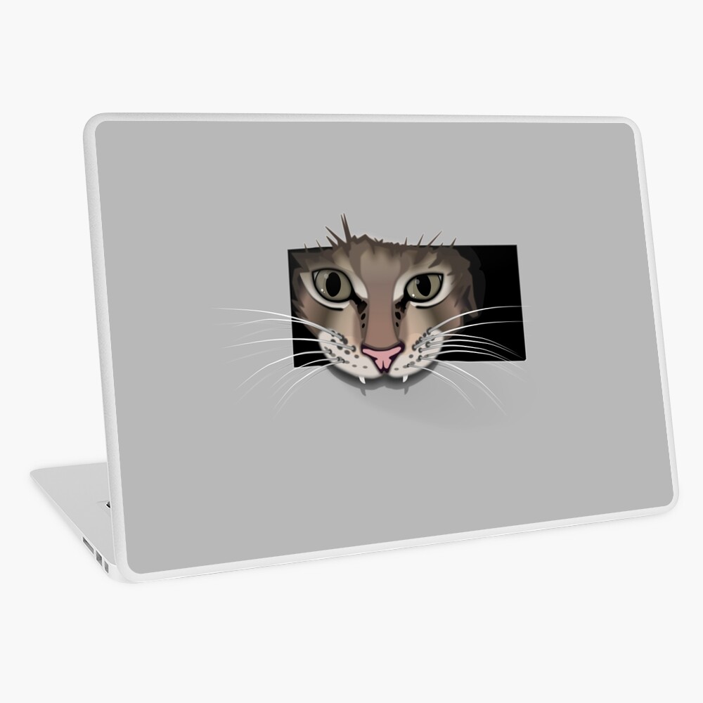 Funny cat looking through rectangle hole Laptop Skin