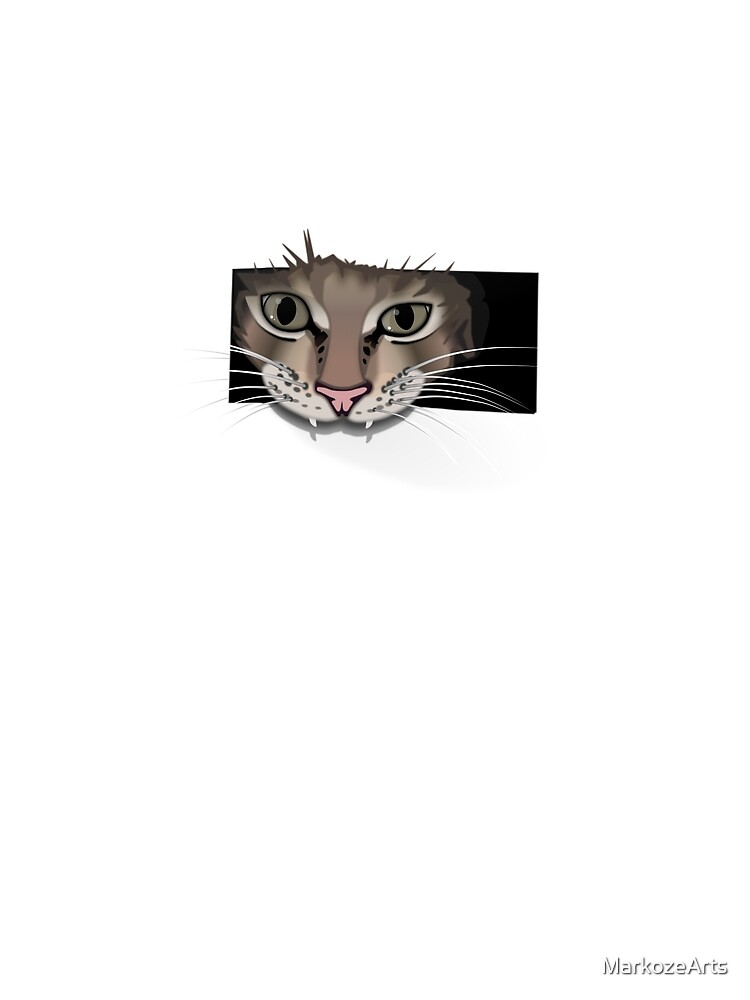Funny cat looking through rectangle hole by MarkozeArts