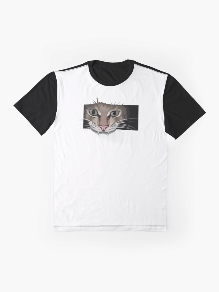 Alternate view of Funny cat looking through rectangle hole Graphic T-Shirt