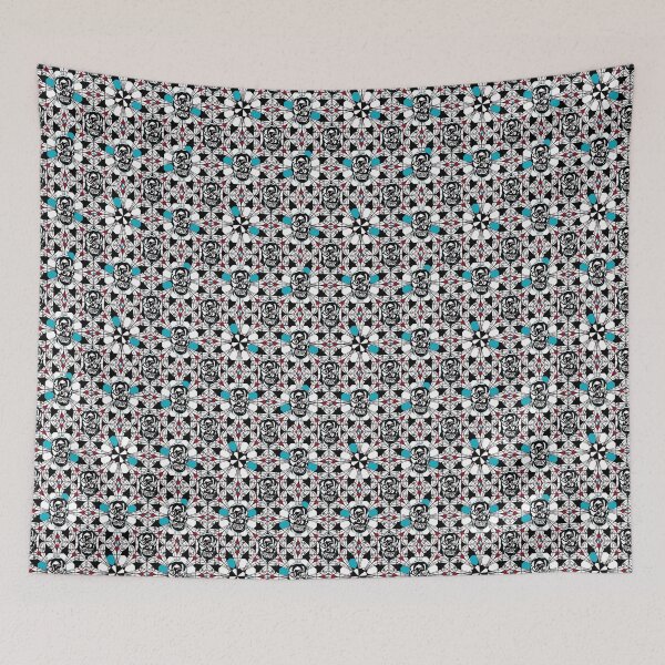 Item preview, Skulls on Geometric Flower Pattern - Skulls on a geometrical pattern with Teal and Pink  designed and sold by BDLVandFriends.