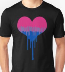 Bisexuell Pride Drip Herz Unisex T-Shirt