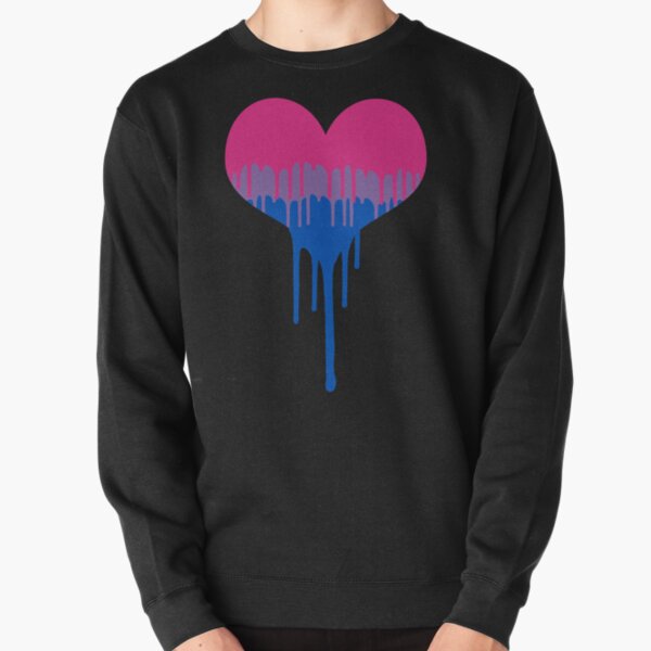 Bisexual Pride Drip Heart Pullover Sweatshirt