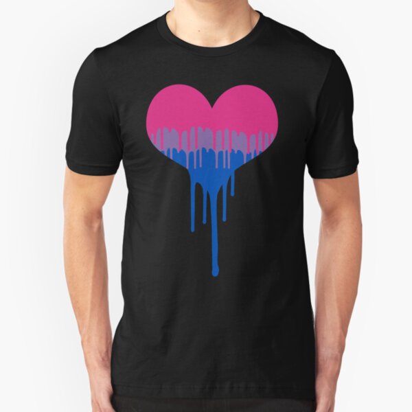 Bisexual Pride Drip Heart Slim Fit T-Shirt