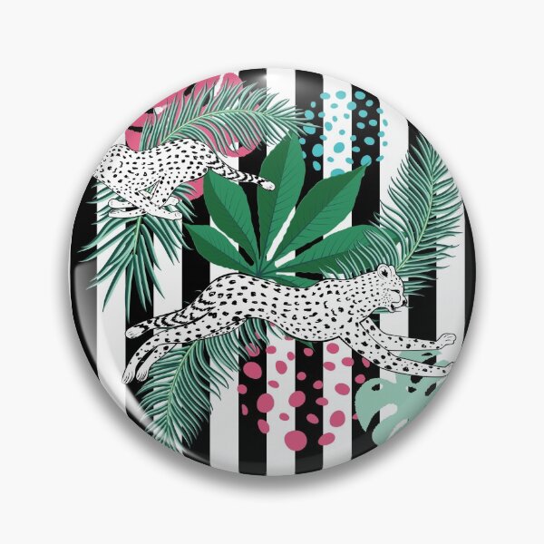 Item preview, Cheetah with tropical leaves retro inspired pattern designed and sold by AnnArtshock.