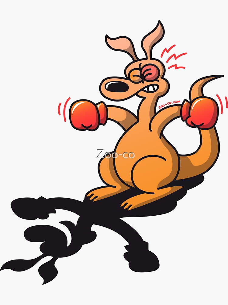 "Boxing Kangaroo attacked by his own shadow!" Sticker for Sale by Zooco Redbubble