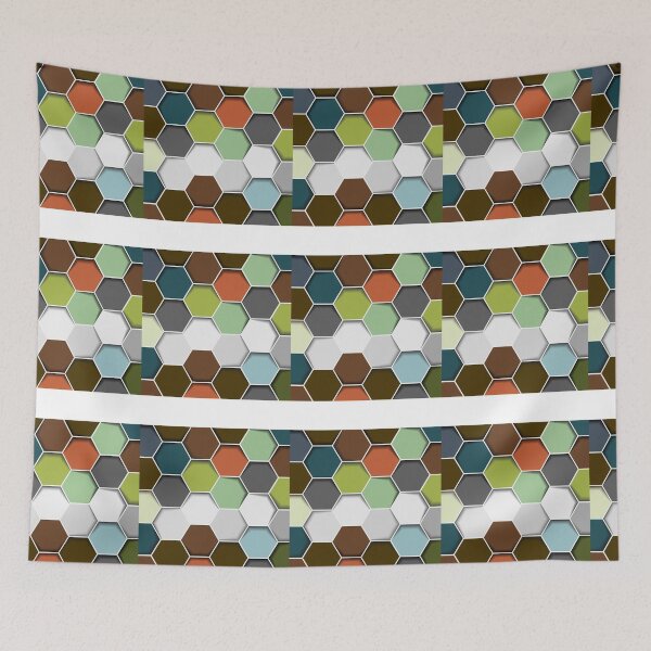 Item preview, Brown and Teal 70's Inspired Hexagon Pattern. designed and sold by cgroenewald.