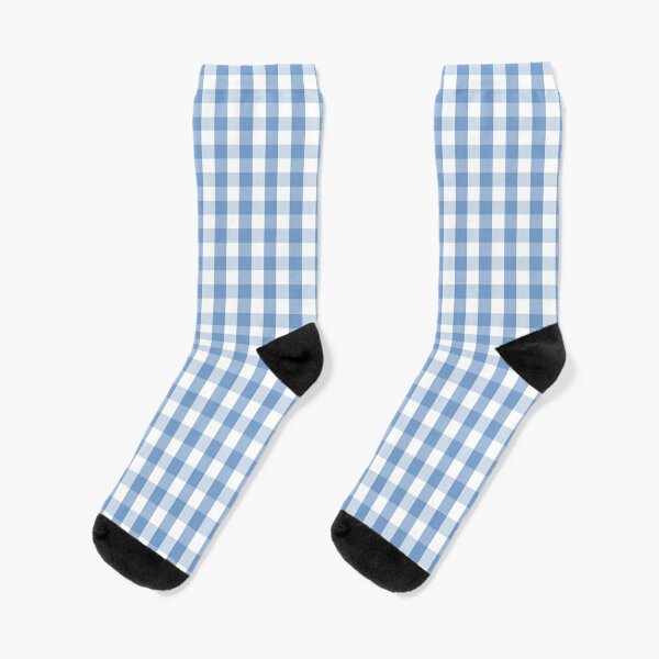 Classic Pale Blue Pastel Gingham Check Socks