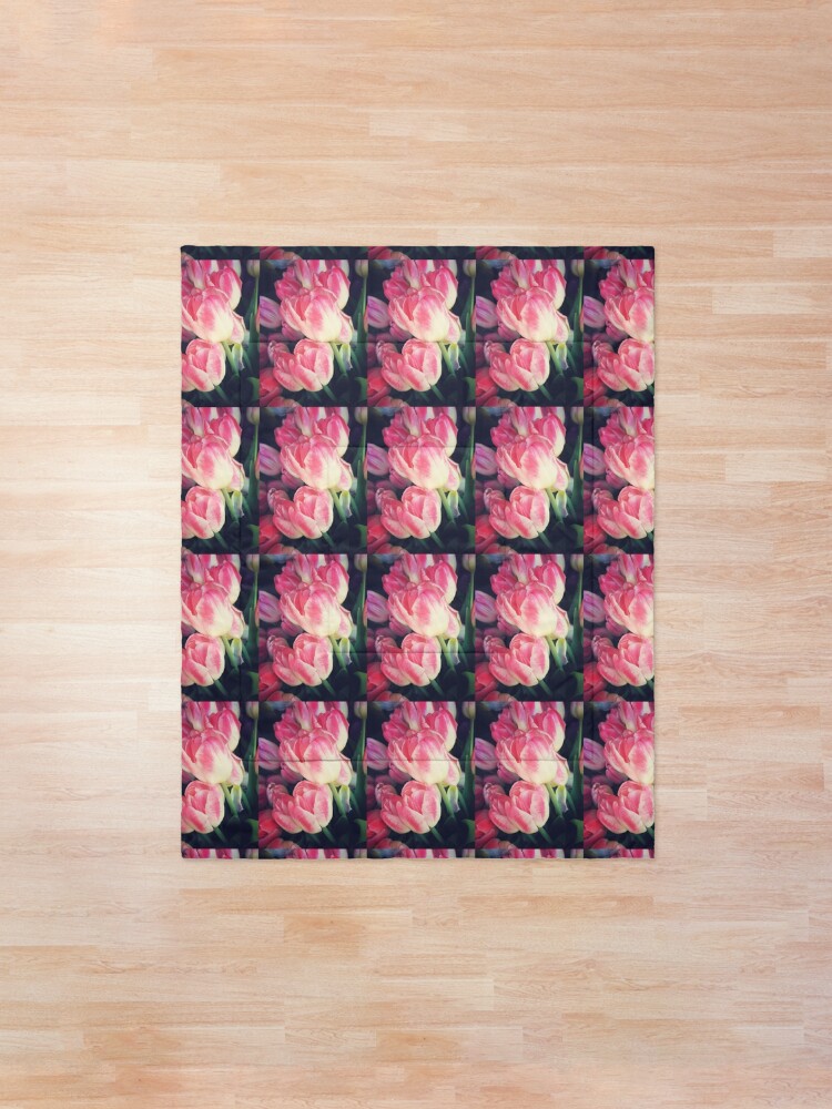 Alternate view of Tulip Lovers - Dramatic Pink Tulips Art Photography Comforter