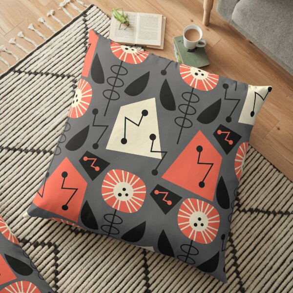 Mid-century modern flowers Floor Pillow