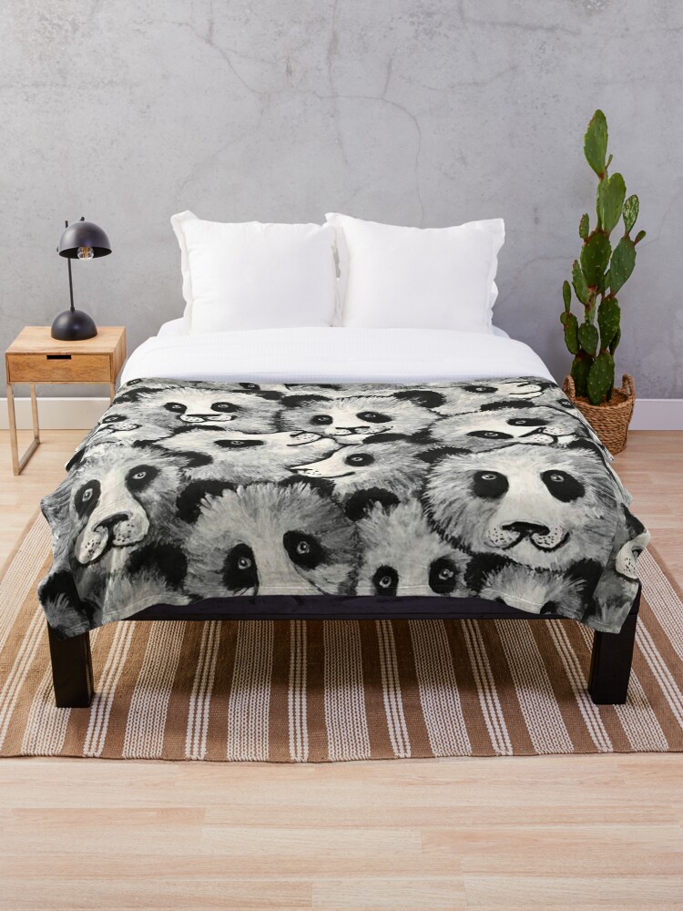 Plaid Tas De Pandas Panda Geant Mignon Ours Noir Et Blanc Bebe Panda Ours Chinois Ours Mignon Par Artenvironments Redbubble