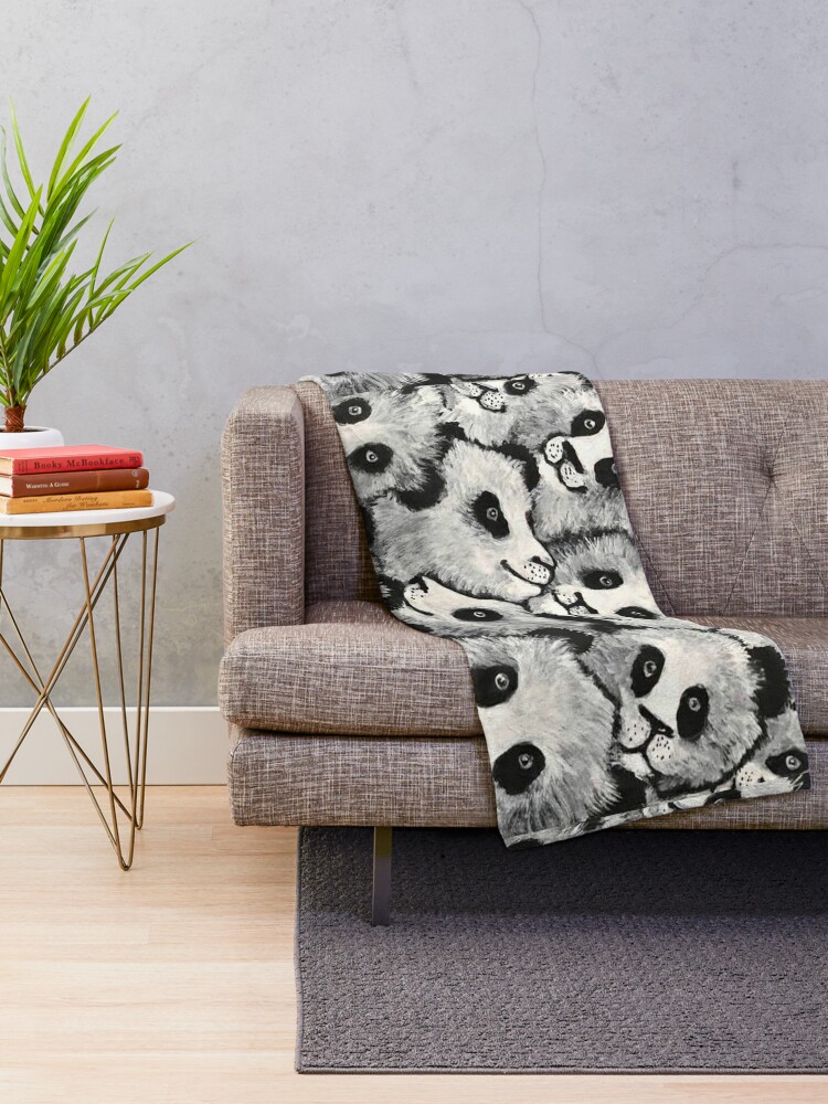 Plaid Tas De Pandas Panda Geant Mignon Ours Noir Et Blanc Bebe Panda Ours Chinois Ours Mignon Par Artenvironments Redbubble