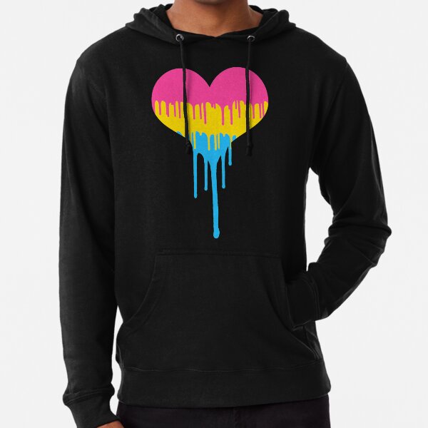 Pansexual Pride Drip Heart Lightweight Hoodie