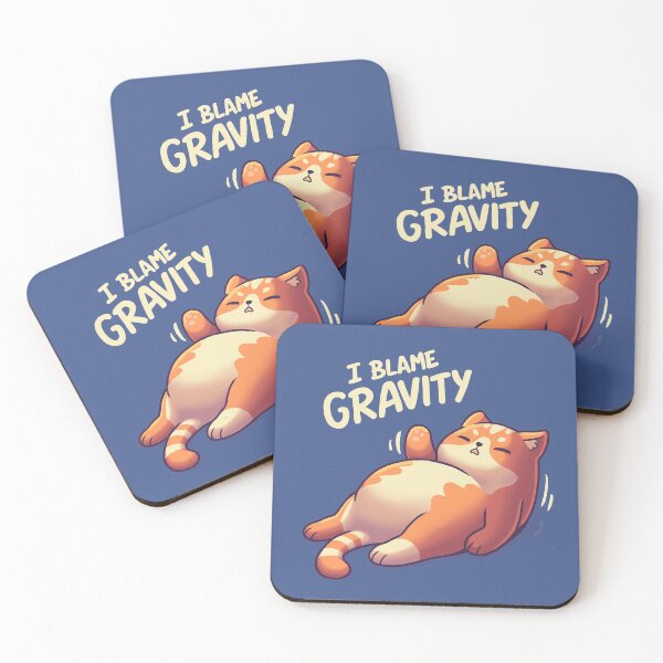 Item preview, I Blame Gravity // Chubby Lazy Cat, Procrastination Kitten, Kawaii, Fluffy Kitty Meme, Orange White Cats, Feline designed and sold by Geekydog.