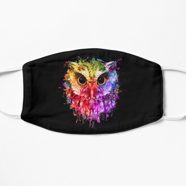 Owl Lovers Gift, Owl Colorful Mask, Cute Owl Face Mask Flat Mask