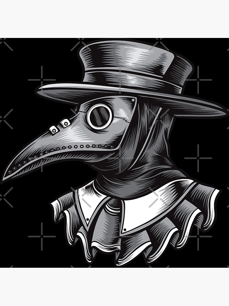 plague doctor black and white