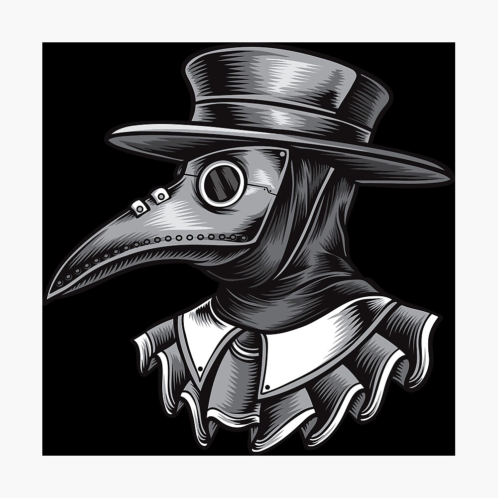 black and white plague doctor